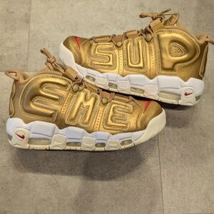 Nike Supreme x Air More Uptempo Metallic Gold Size 10